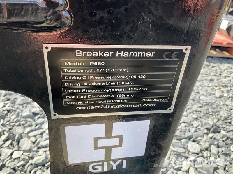  GIYI GY-P680 3 in Skid Steer Breaker (Unused) Iskuvasarat