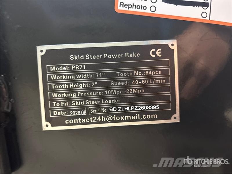  GIYI GY-PR71 71 in Skid Steer Power Rake (Unused) Rakes and tedders