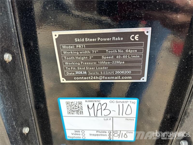  GIYI GY-PR71 71 in Skid Steer Power Rake (Unused) Rakes and tedders