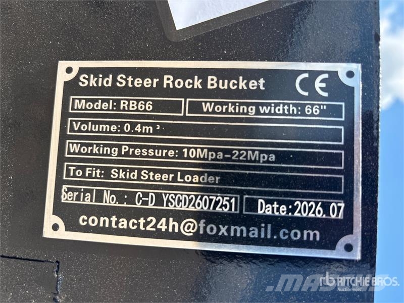 GIYI GY-RB66 66 in Rock Skid Steer Bucket (Unused) Godet