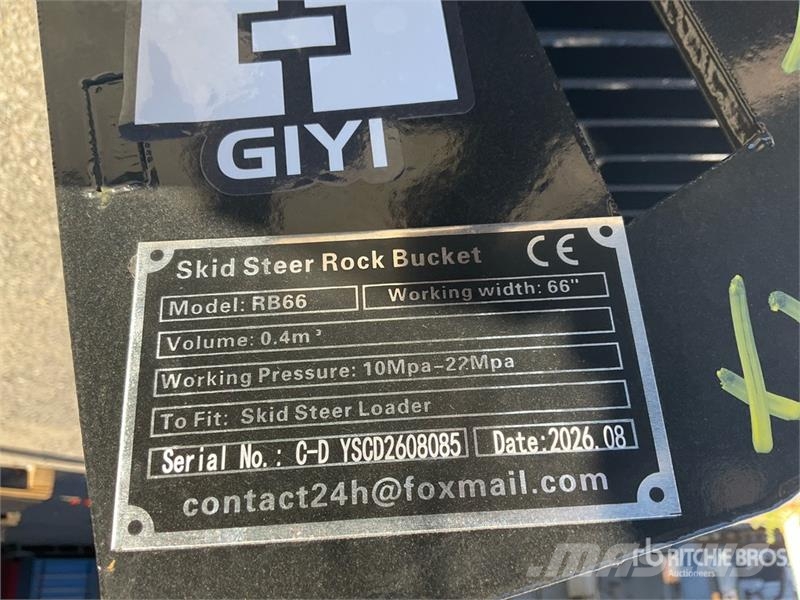 GIYI GY-RB66 66 in Rock Skid Steer Bucket (Unused) Ковши