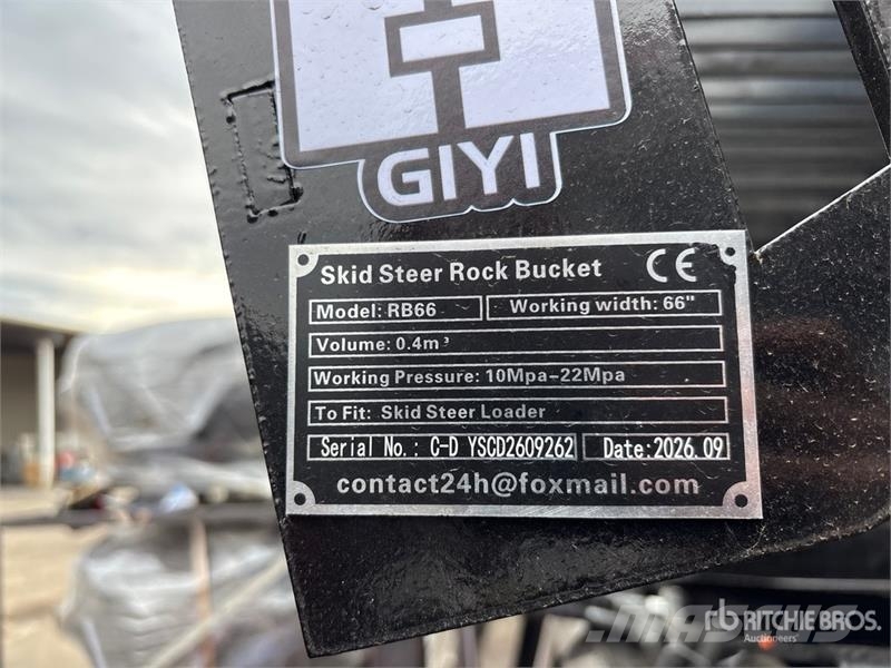  GIYI GY-RB66N 66 in Rock Skid Steer Bucket (Unused Godet