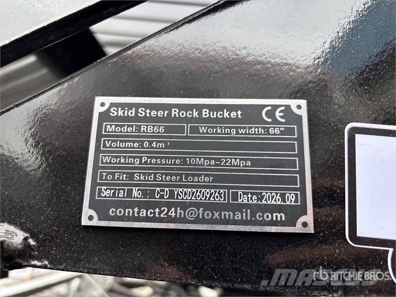  GIYI GY-RB66N 66 in Rock Skid Steer Bucket (Unused دلاء