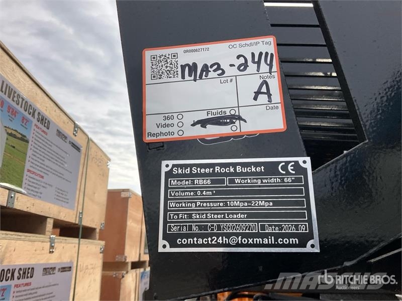 GIYI GY-RB66N 66 in Rock Skid Steer Bucket (Unused Godet