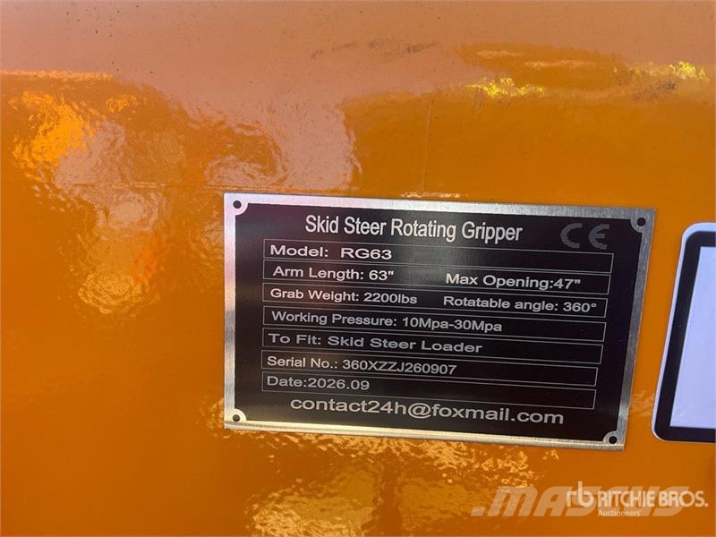 GIYI GY-RG63 2200 lb Rotating Skid Steer Grapple ( Grapples