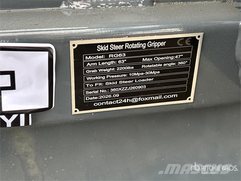  GIYI GY-RG63 47 in Rotating Skid Steer Grapple Pinze