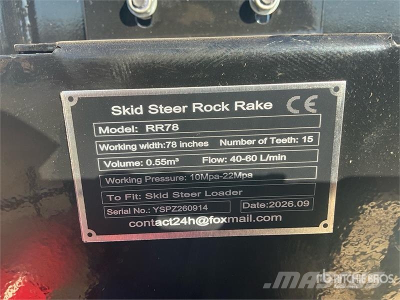  GIYI GY-RR78 78 in Skid Steer Rock Rake (Unused) Otros componentes
