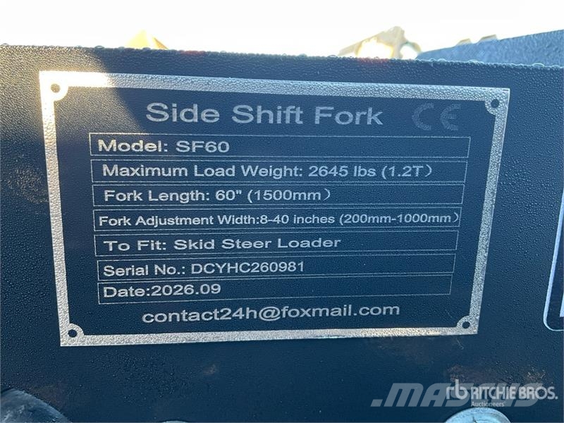  GIYI GY-SF60 60 in Skid Steer Forks (Unused) 叉