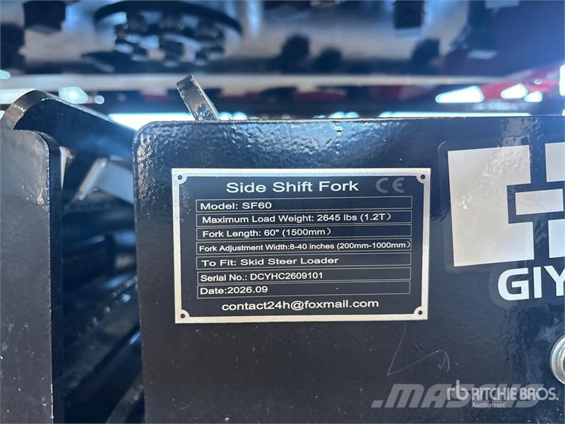  GIYI GY-SF60 60 in Skid Steer Forks (Unused) Вили