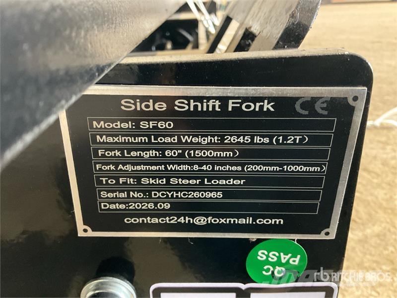 GIYI GY-SF60 60 in Skid Steer Forks (Unused) Uñas para carretilla