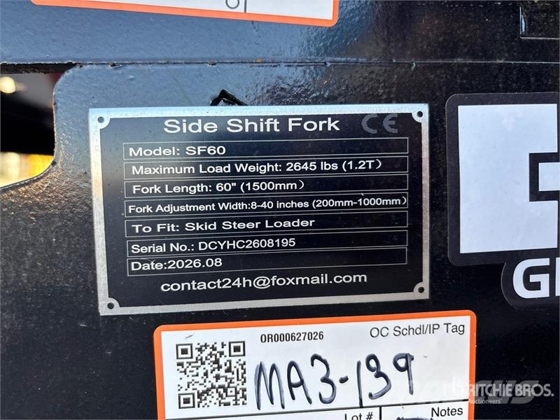  GIYI GY-SF60 60 in Skid Steer Forks (Unused) Vilice