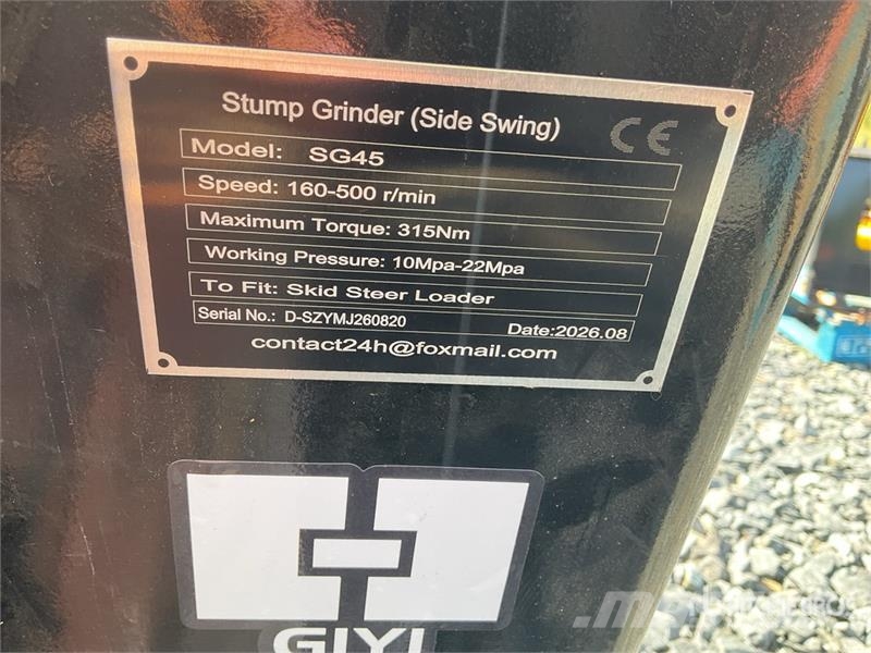 GIYI GY-SG45 57 in Skid Steer Stump Grinder (Unuse Grades mecânicas e moto-cultivadores