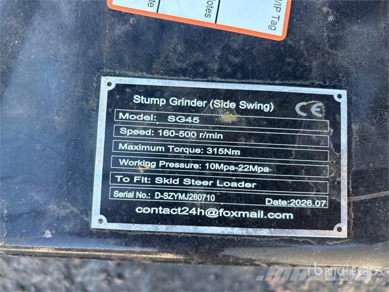  GIYI GY-SG45 Skid Steer Stump Grinder (Unused) Motoreggen / Rototiller