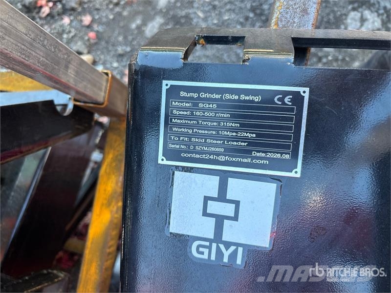  GIYI GY-SG45 Skid Steer Stump Grinder (Unused) 動力耙和旋轉式耕耘機