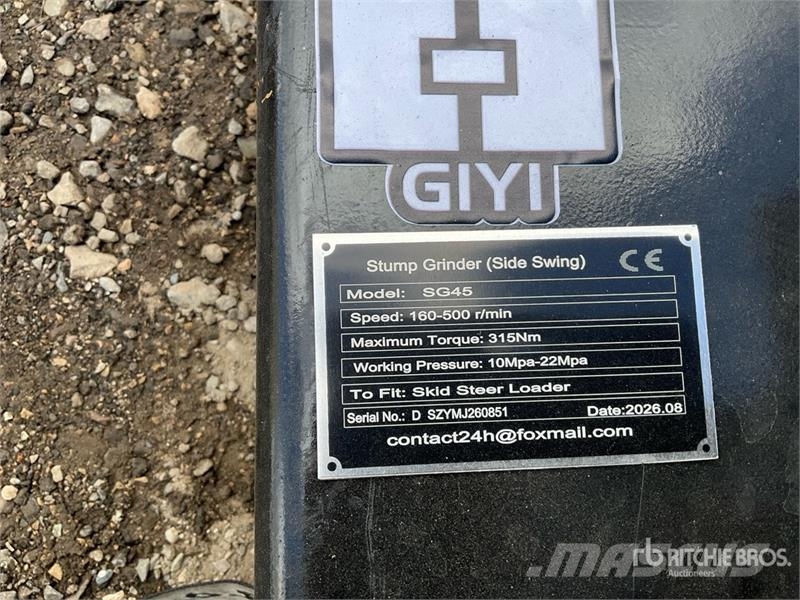  GIYI GY-SG45 Skid Steer Stump Grinder (Unused) Grades mecânicas e moto-cultivadores