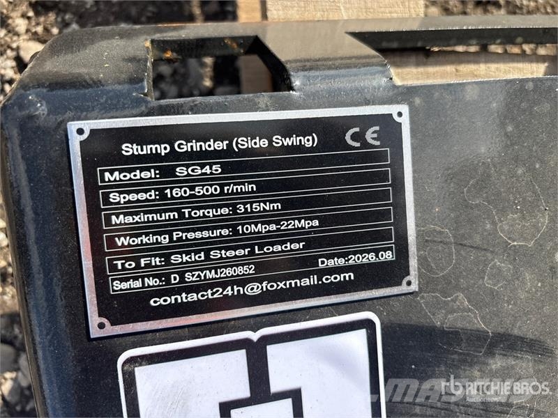 GIYI GY-SG45 Skid Steer Stump Grinder (Unused) Power harrows and rototillers