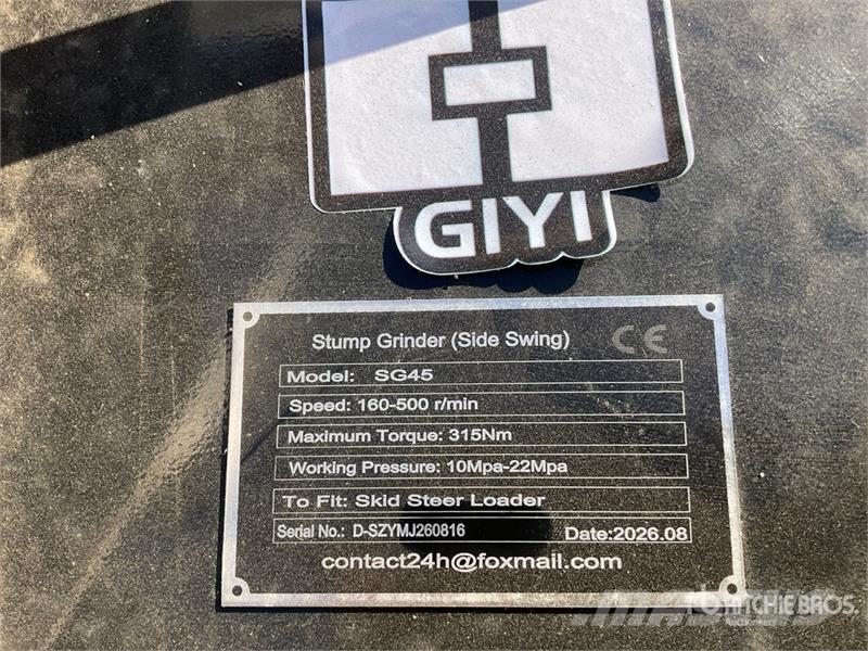  GIYI GY-SG45 Skid Steer Stump Grinder (Unused) الكاسحات وقلابات التربة ذات المحركات