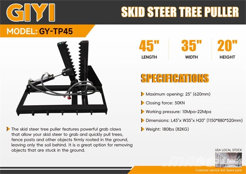 GIYI GY-TP45 25 in Skid Steer Post Puller (Unused) Inne akcesoria