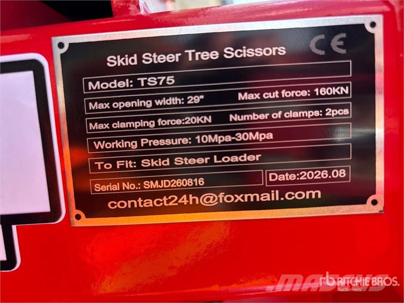  GIYI GY-TS75 29 in Skid Steer Tree Shear (Unused) مقصات هيدروليكية