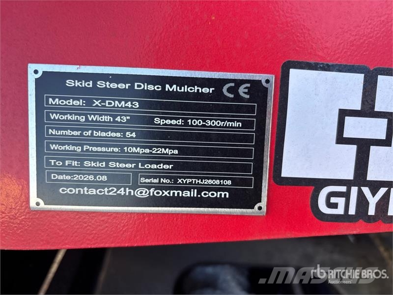 GIYI GYx-DM43 43 in Disc Skid Steer Mulcher (Unuse Forstmulcher