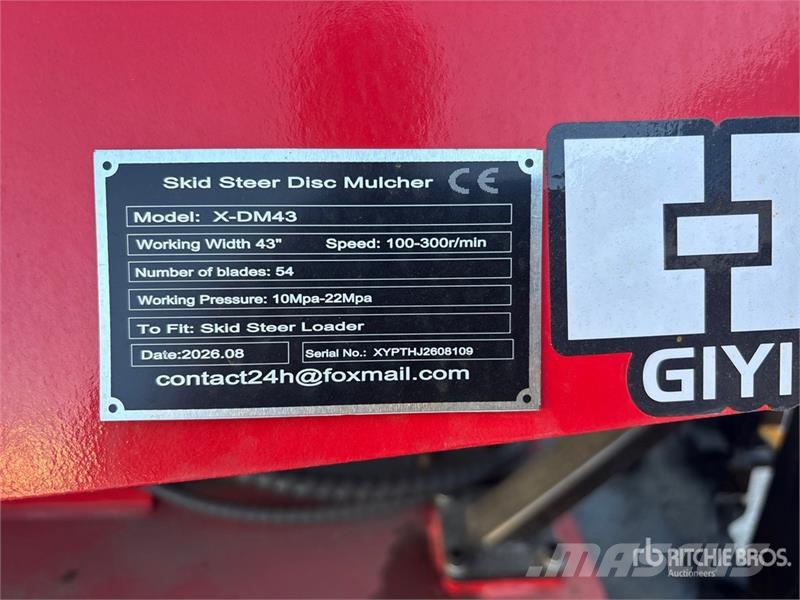 GIYI GYx-DM43 43 in Disc Skid Steer Mulcher (Unuse Forstmulcher