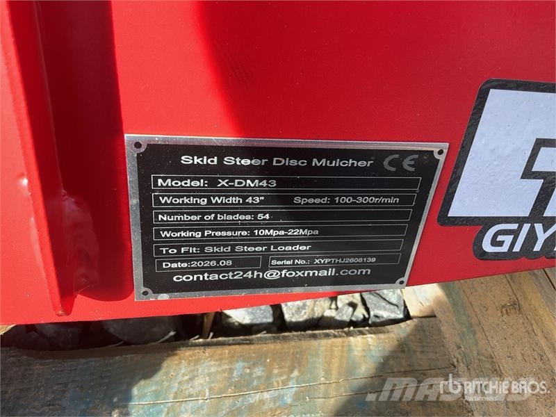GIYI GYx-DM43 43 in Disc Skid Steer Mulcher (Unuse Мулчер мотокултиватори