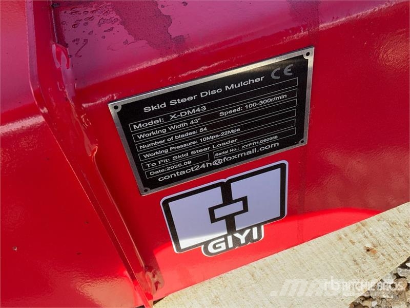 GIYI GYx-DM43 43 in Disc Skid Steer Mulcher (Unuse Trituradoras forestales