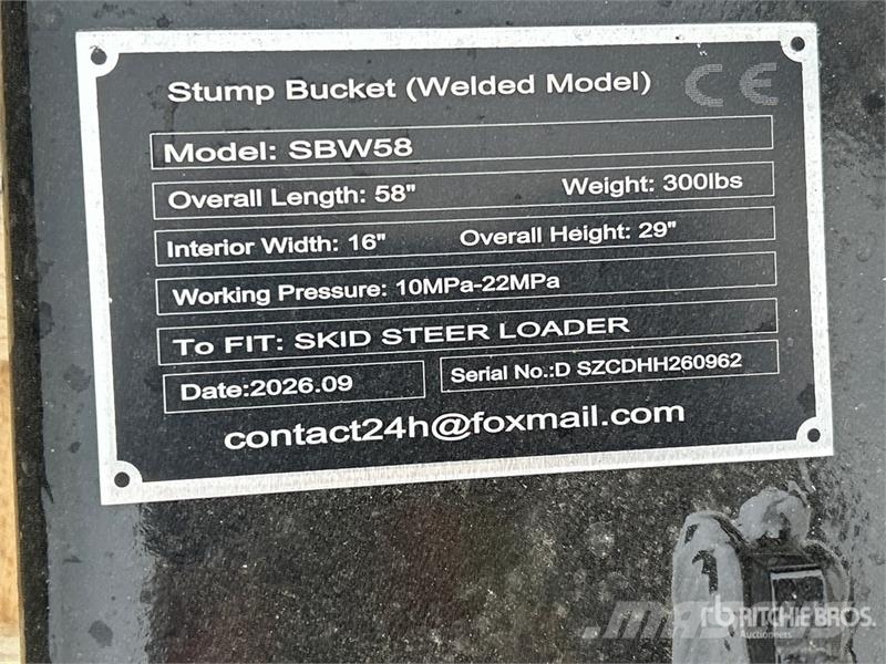  GIYI SBW58 58 in Skid Steer Stump Bucket (Unused) Schaufeln