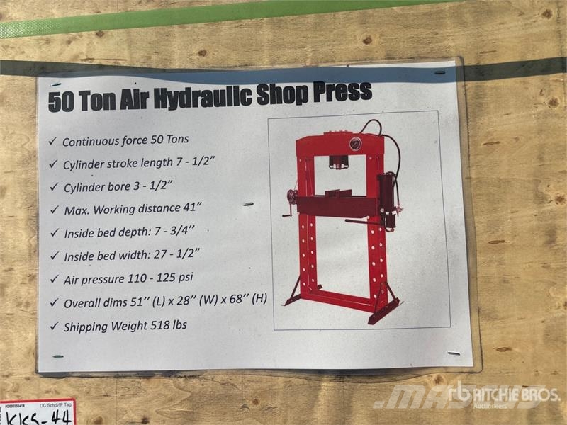 GLHP50 50 Ton Air/Hydraulic Shop Press (Unused) Drugi deli