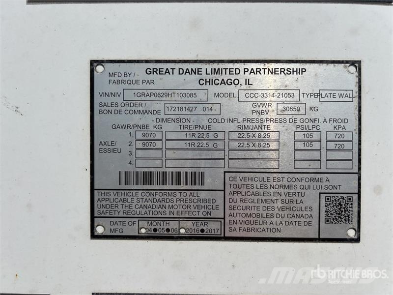 Great Dane 53 ft T/A Van Trailer 厢式拖车