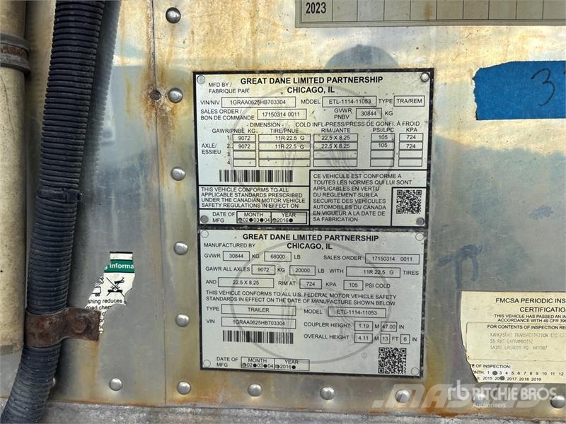 Great Dane 53 ft x 102 in T/A Refrigerated Trailer (Inoperabl Poluprikolice hladnjače