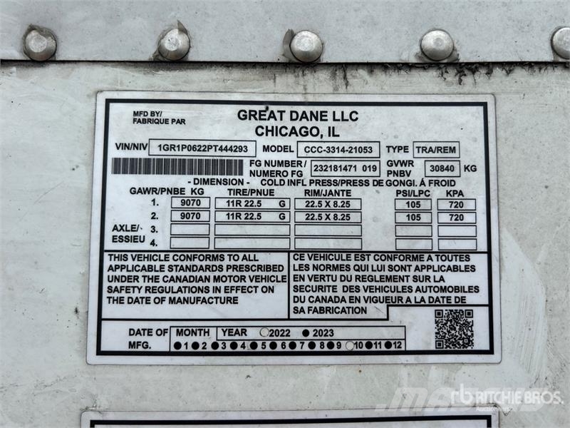 Great Dane 53 ft x 102 in T/A Van Trailer Reboques baú