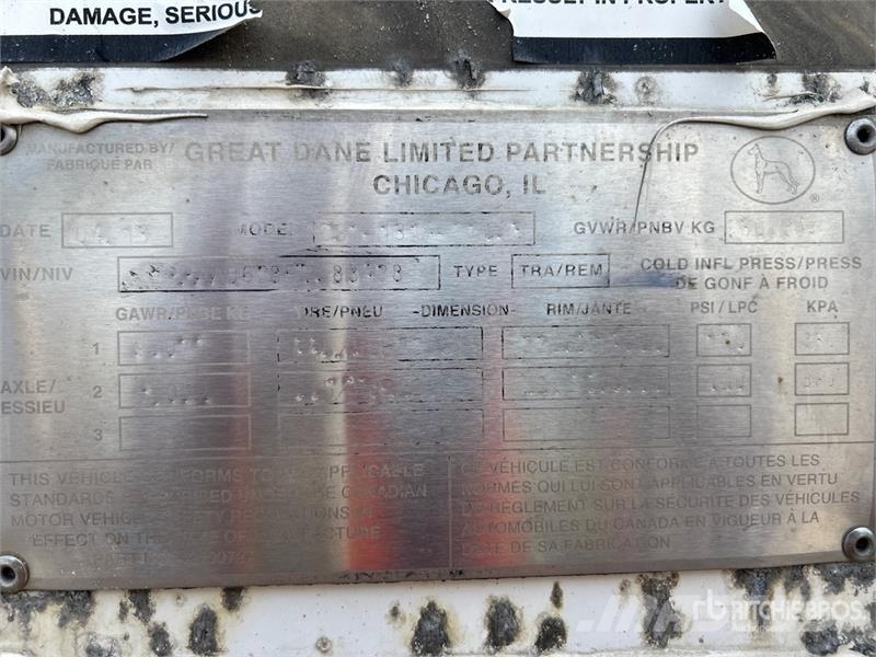 Great Dane 53 ft x 102 in T/A Van Trailer Reboques baú