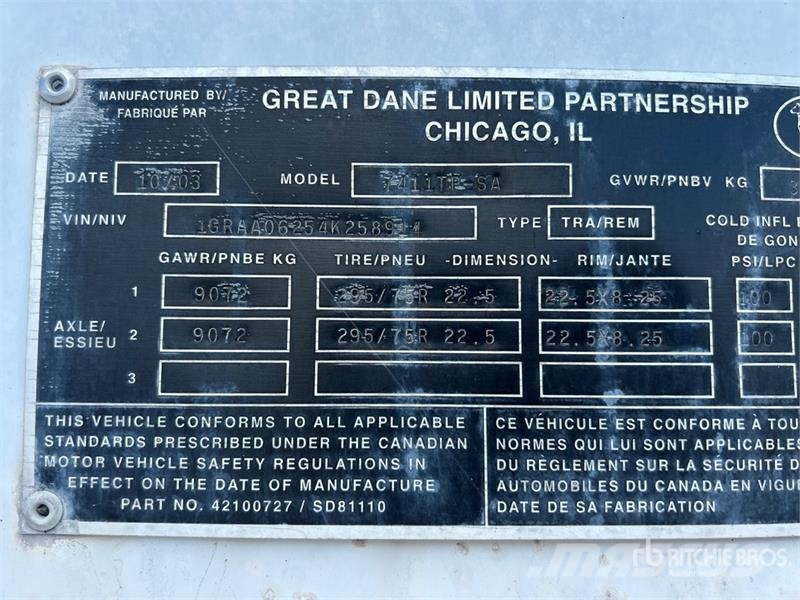 Great Dane 53 ft x 102 in T/A Van Trailer Prikolice sa sandukom