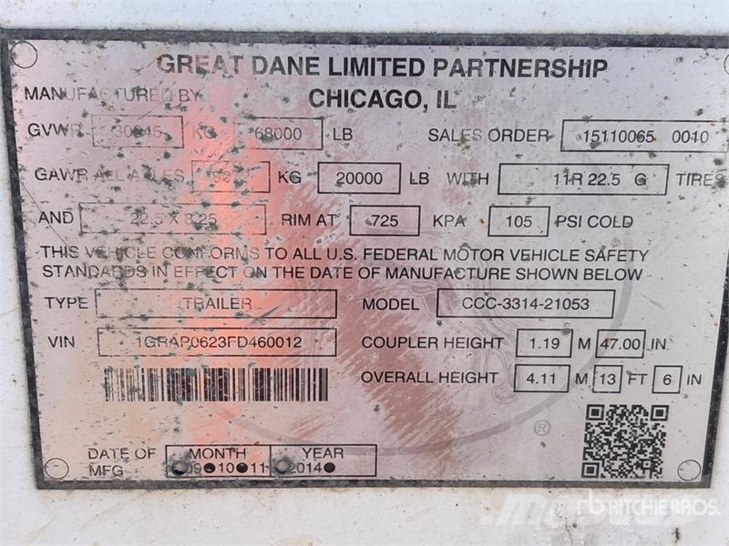 Great Dane 53 ft x 102 in T/A Van Trailer Dobozos pótkocsik
