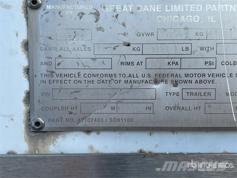 Great Dane 53 ft x 102 in T/A Van Trailer 厢式拖车