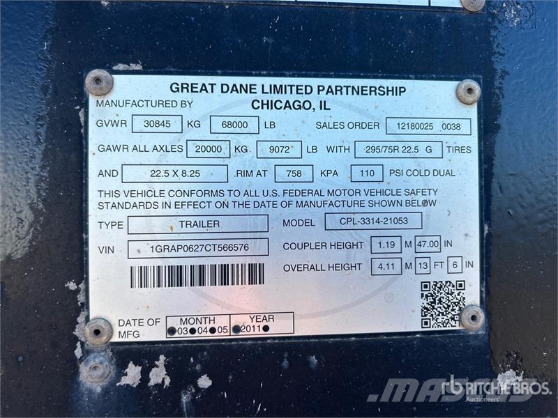 Great Dane 53 ft x 102 in T/A Van Trailer Sanduk prikolice