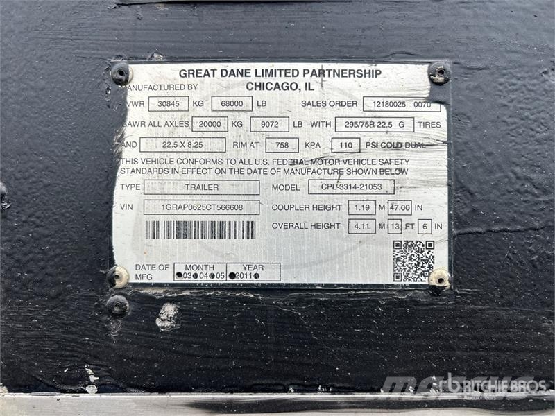 Great Dane 53 ft x 102 in T/A Van Trailer Sanduk prikolice