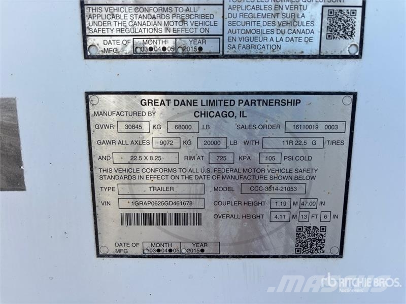 Great Dane CCC-3314-21053 53 ft x 102 in T/A Van Trailer Prikolice sa sandukom