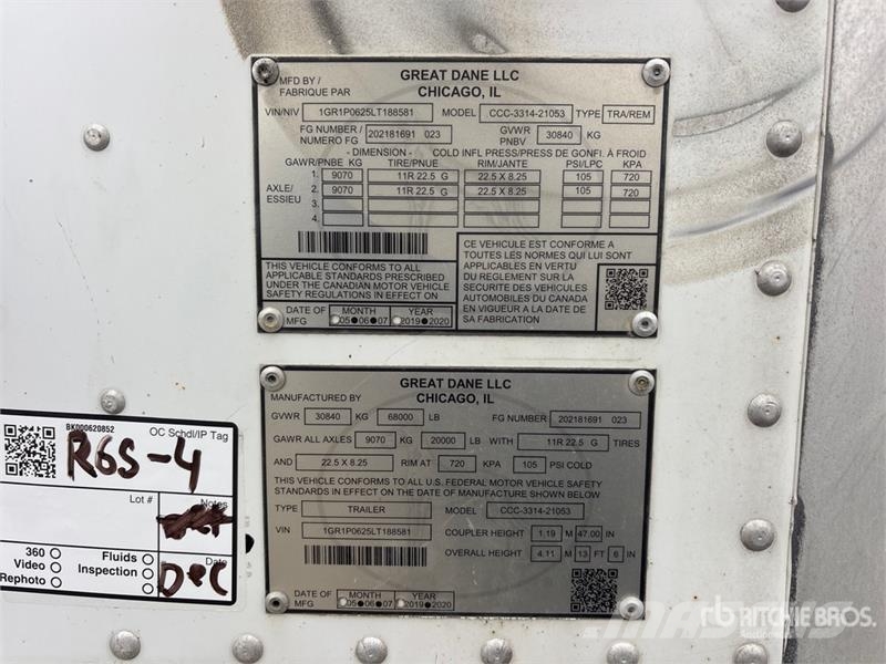 Great Dane CCC-3314-21053 53 ft x 102 in T/A Van Trailer Sanduk prikolice