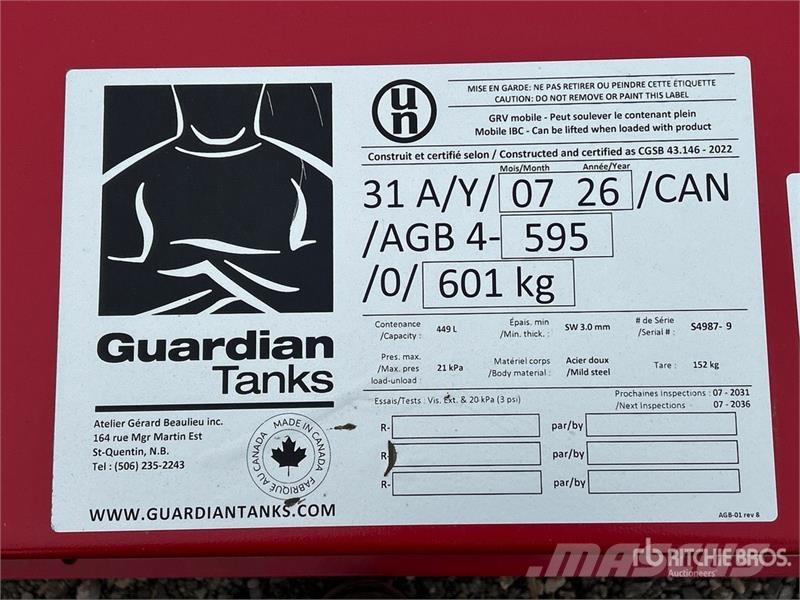 Guardian Tanks 449 L Portable Steel Fuel Tank (Unu Fuel and additive tanks