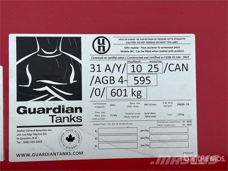 Guardian Tanks 449 L Portable Steel Fuel Tank (Unu Fuel and additive tanks