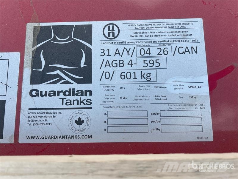 Guardian Tanks 449 L Skid Mounted Steel Gasoline T 연료 및 첨가제 탱크