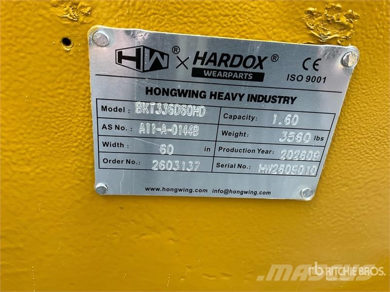 H&W BKT336D60HD 60 in 1.60 m3 Digging Excavator Bucket Bakken