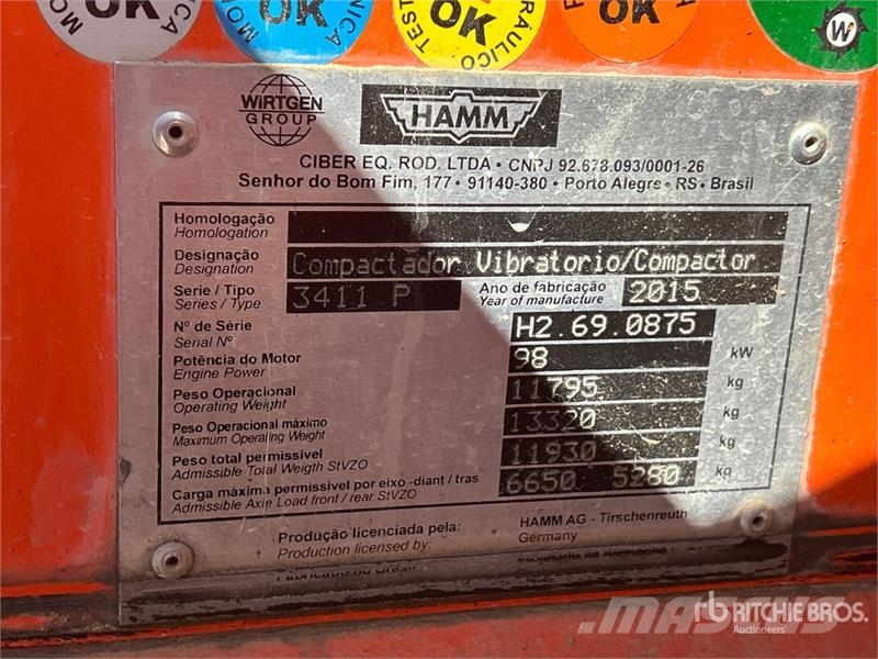 Hamm 3411P Padfoot Drum Compactor Walzenzüge