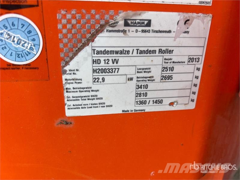 Hamm HD120VV Double Drum Roller Divvalču grunts veltņi