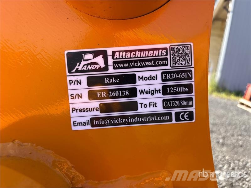 Handy ER20-65IN 65 in Q/C Excavator Rake (Unused) Kreiselheuer/-wender