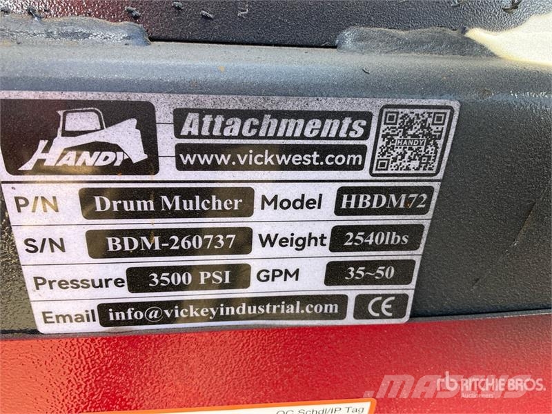 Handy HBDM72-G 72 in Drum Skid Steer Mulcher (Unused) ماكينات تقطيع أخشاب الحراجة