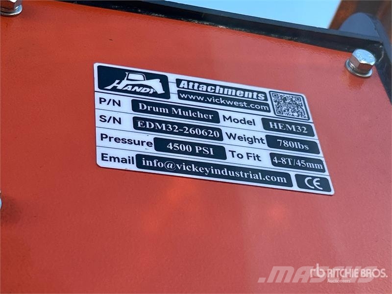 Handy HEM32 36 in Excavator Mulcher - Fits 4 - 8 ton (Un Otros componentes