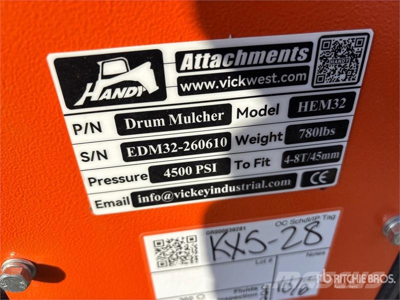 Handy HEM32 36 in Excavator Mulcher - Fits 4 - 8 ton (Un Otros componentes